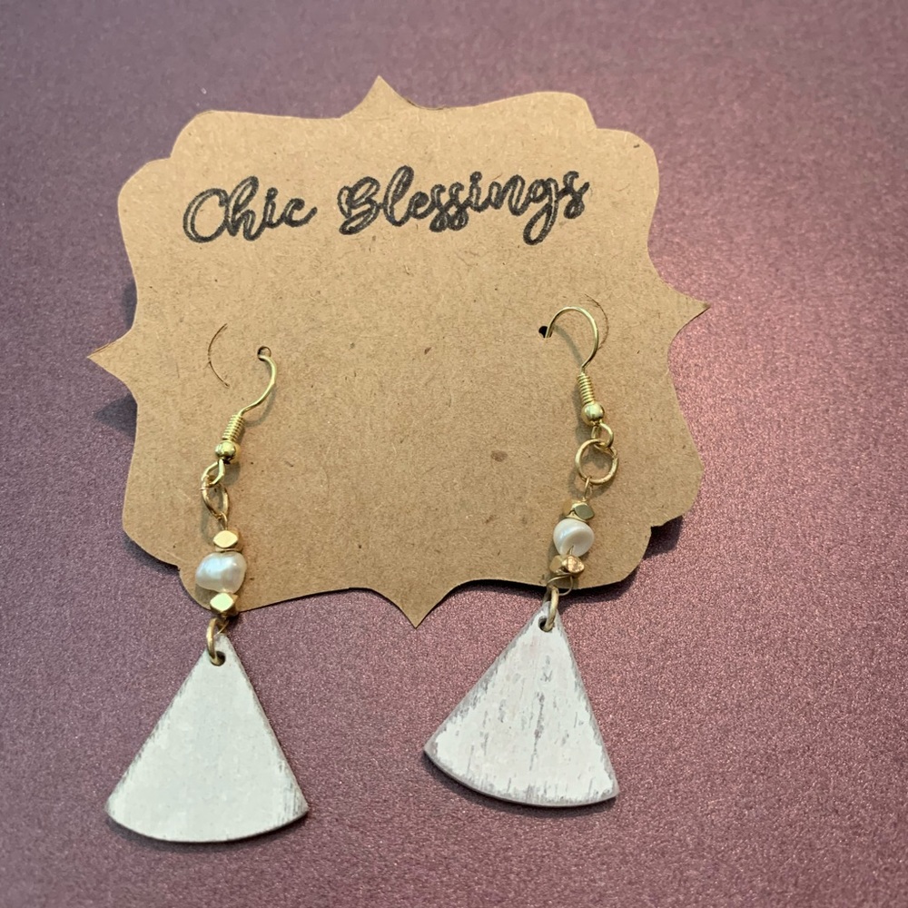 Handcrafted white boho style earrings